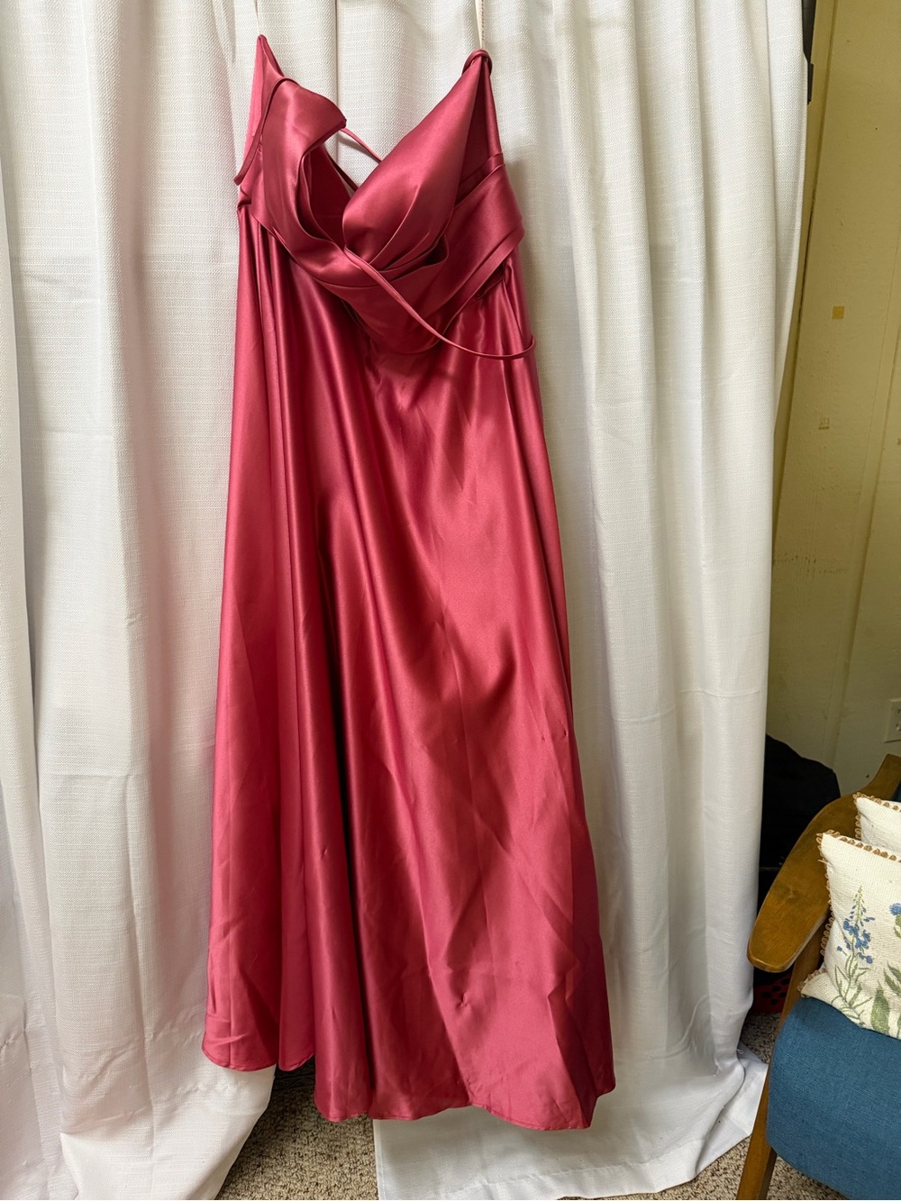 JJs House Dusty Rose Spaghetti Strap A-Line Prom Gown - Picture 3 of 5